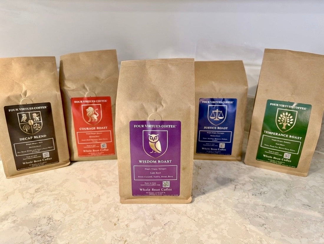 Launch Day Brew: Four Virtues Coffee Opens with Stoic Strength & 20% Off